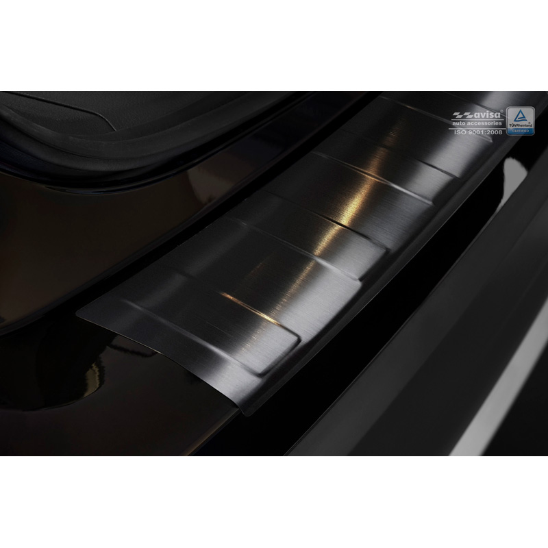 Black Stainless Steel Rear bumper protector  Mitsubishi Outlander III 2015- 'Ribs'