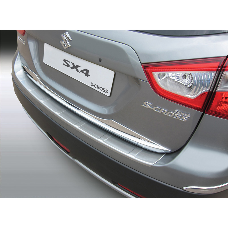 ABS Rear bumper protector  Suzuki SX4 S-Cross 10/2013- 'Ribbed' 'Brushed Alu' Look