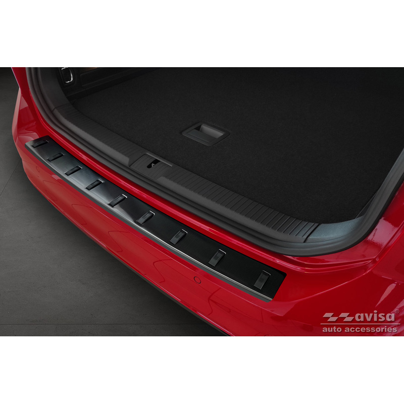 Black Stainless Steel Rear bumper protector  Volkswagen Passat Variant 2014-2019 & Facelift 2019-2023 (incl. R-Line/Alltrack) 'STRONG EDITION'