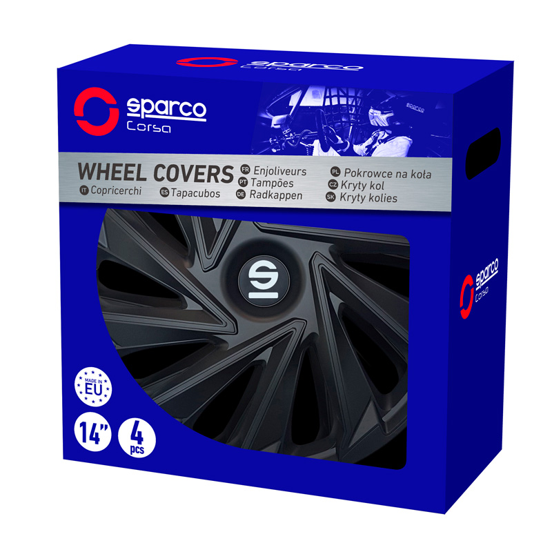 Sparco Wheel Covers Varese - 14-inch - Black - Set of 4 pieces