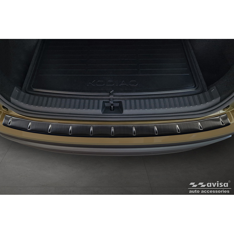 Black Stainless Steel Rear bumper protector  Skoda Kodiaq II (PS7) 2024- 'Ribs'