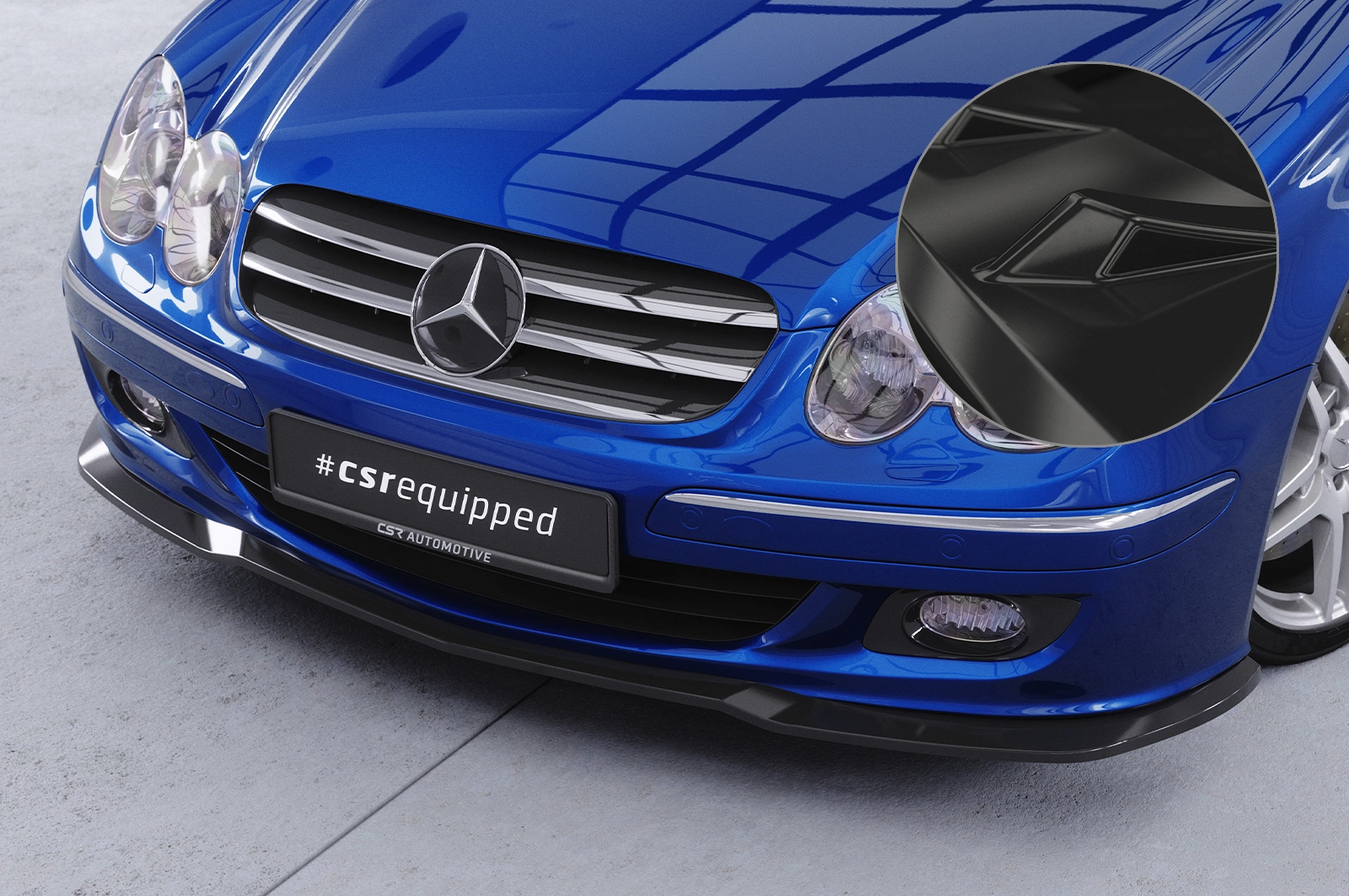 Voorspoiler passend voor Mercedes-Benz CLK A209 / C209 Glans Zwart van CSR Automotive (2005-2009 Facelift)