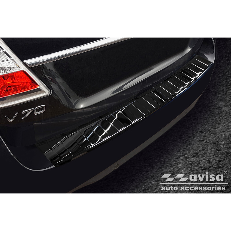 Black Mirror Stainless Steel Rear bumper protector  Volvo V70 Facelift 2013-2016 'Ribs'