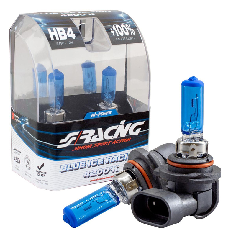 Simoni Racing Halogen Bulbs 'Blue Ice Racing' HB4 (4200K) 12V/55W, set of 2 pieces ECE-R37