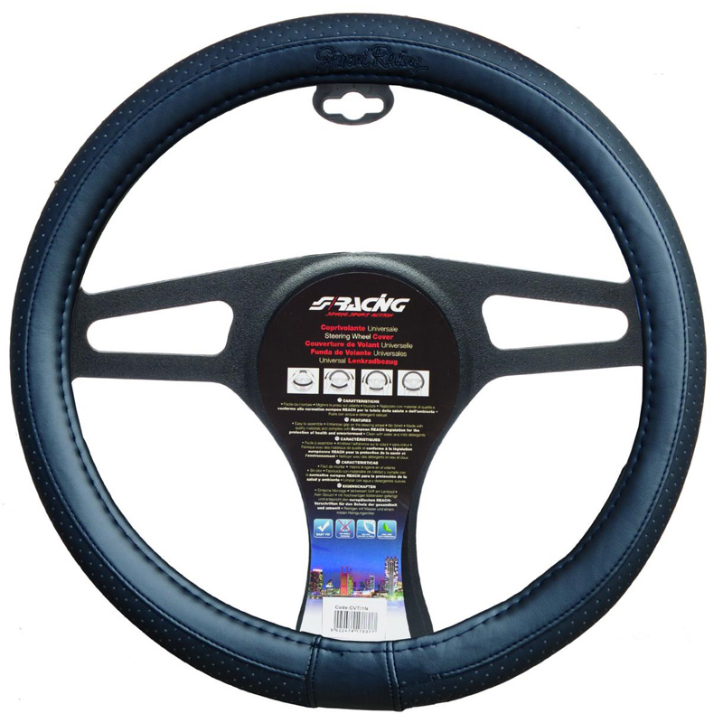 Simoni Racing Steering Wheel Cover Total Black - Black Ecoleather - 37-39cm