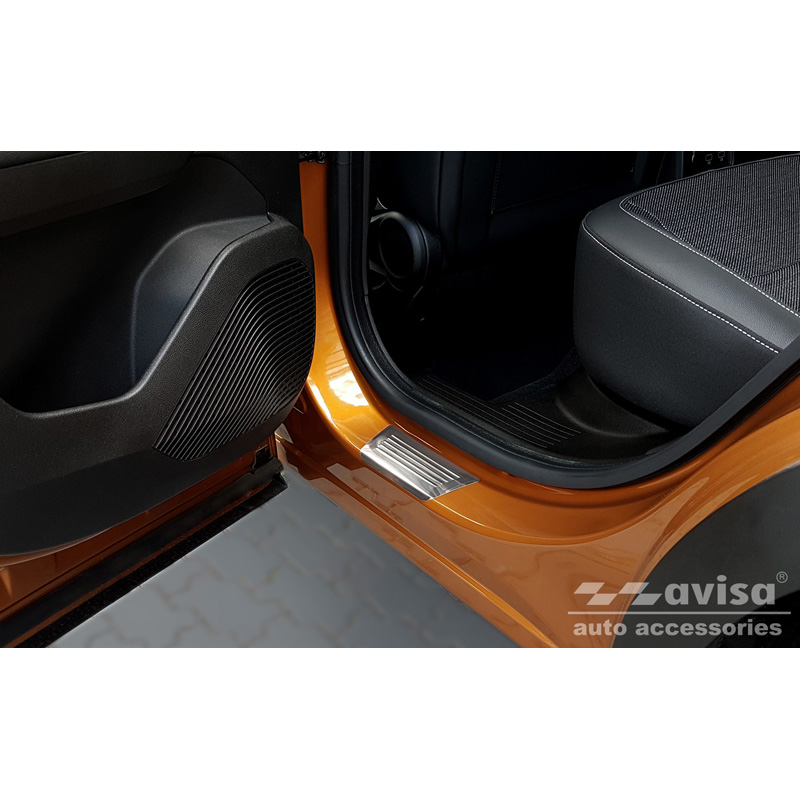 Stainless Steel Door sill protectors  Renault Captur II 2020- 'Lines' - 4-pieces