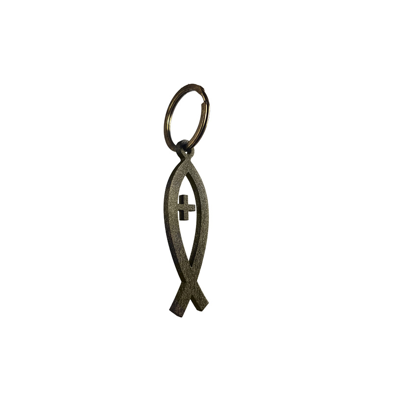 Stainless steel key chain - 'Ichthys sign' (golden)