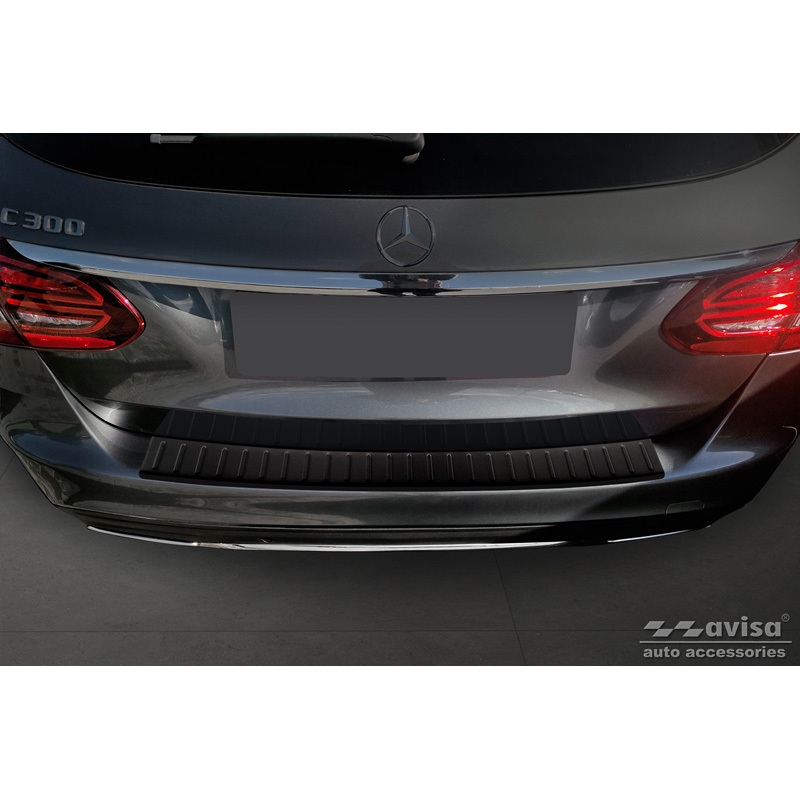 Matt Black Stainless Steel Rear bumper protector  Mercedes C-Class W205 Kombi 2014-2021 'Ribs'
