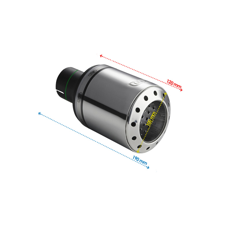 Ulter Sport Exhaust finisher - Round Ø100mm Bullet - Length 120mm - Installation ->50mm - Inox