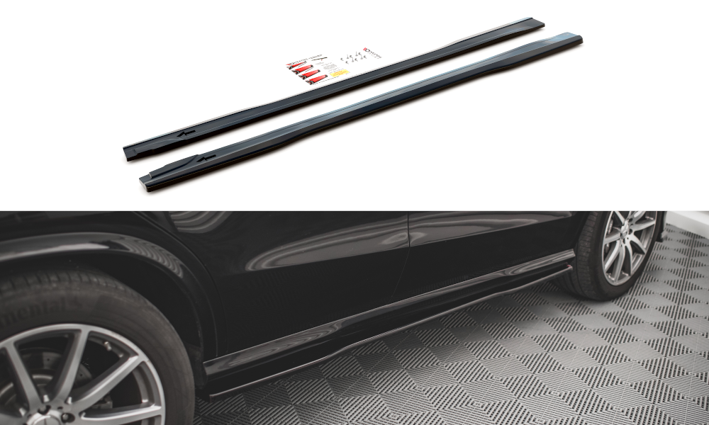 Zijskirts passend voor Mercedes GLE 63 AMG Maxton Design glans zwart
