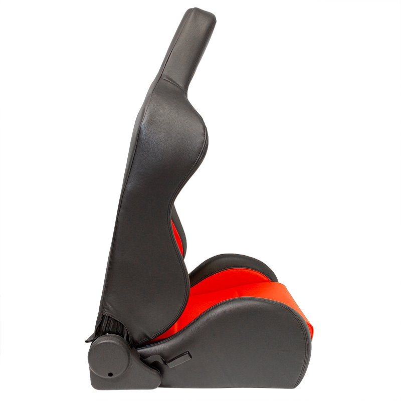 Sport seat 'Eco' - Black/Red Synthetic leather - Right-side reclinable back-rest - incl. slides