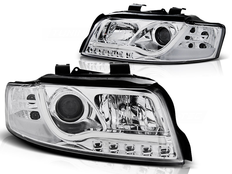 Headlights Audi A4 8E 00-04 Tube Light LED chome