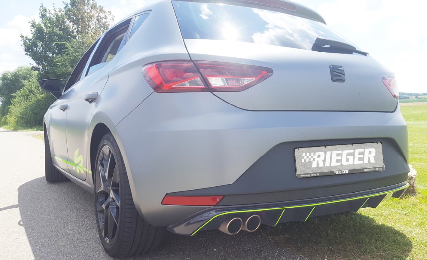 Diffuser passend voor Seat Leon F5 FR Rieger dubbele uitlaat links glans zwart