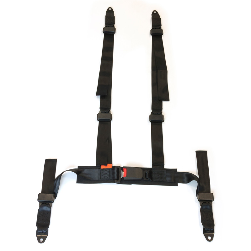 Racing Seat Belt 4-Point Black + E-mark (2-inch)