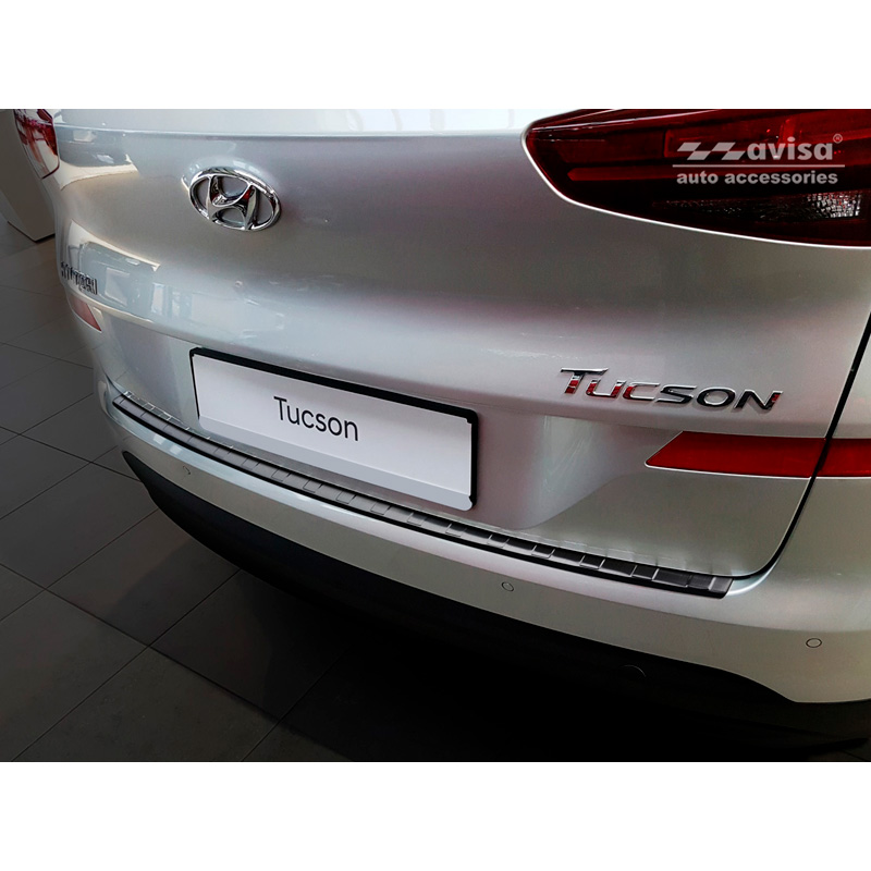 Black Stainless Steel Rear bumper protector  Hyundai Tucson FL 2018- 'Ribs'