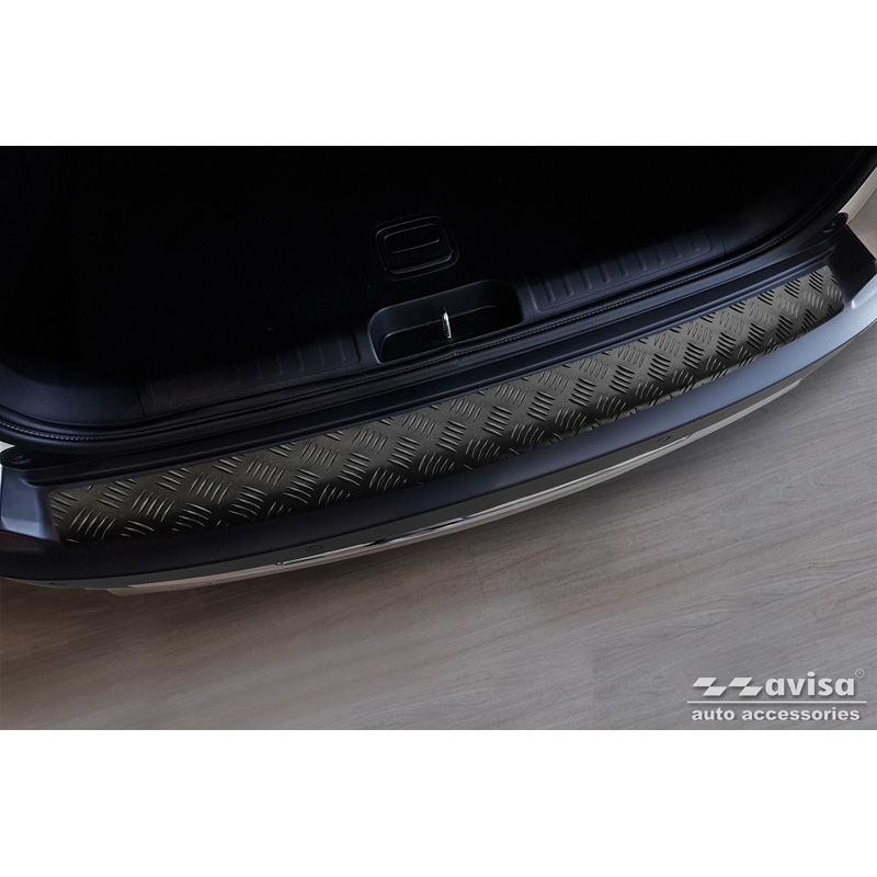 Matt Black Aluminum Rear bumper protector  Jeep Cherokee Facelift 2018- 'Riffled Plate'