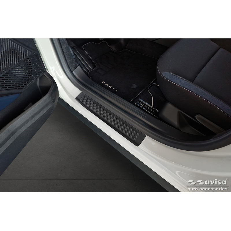 Black Inox door sill protectors  Dacia Duster III 2024- - 'Lines' - 4-pieces