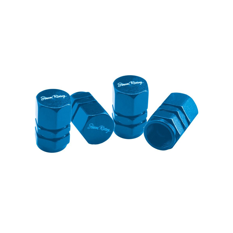 Simoni Racing Valve Caps Hexagonal - Blue - 4 pieces