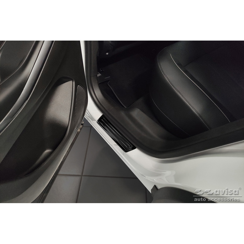 Black Inox door sill protectors  Opel Grandland X 2017-2021 & Facelift 2021- 'Hybrid' - 4-pieces