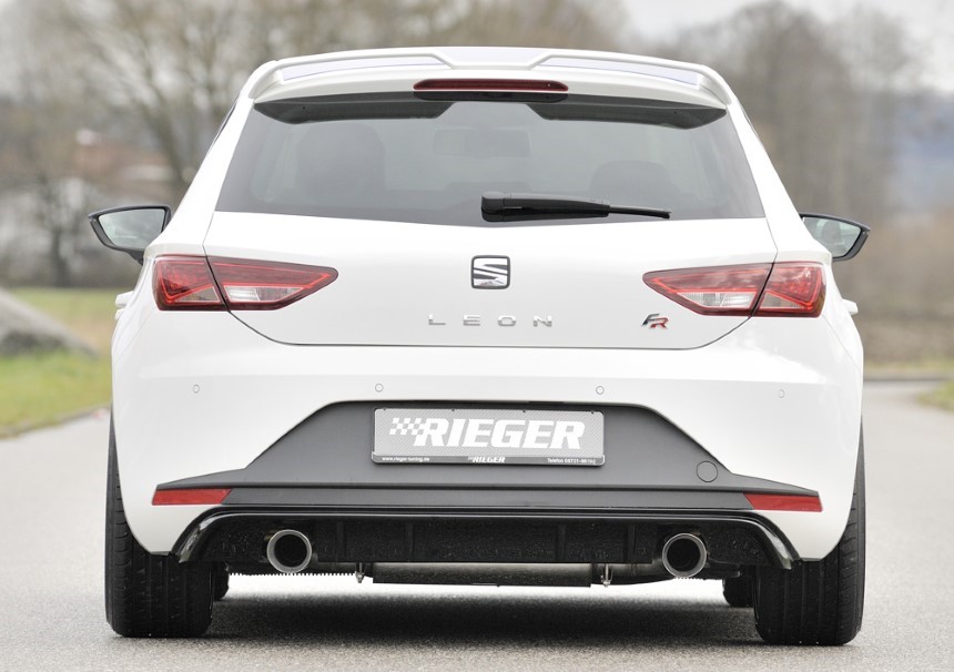 Diffuser passend voor Seat Leon F5 FR Rieger sportuitlaat links + rechts glans zwart