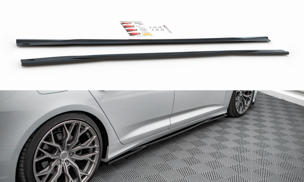 Zijskirts passend voor Audi A6 S-Line / S6 C8 Maxton Glans Zwart