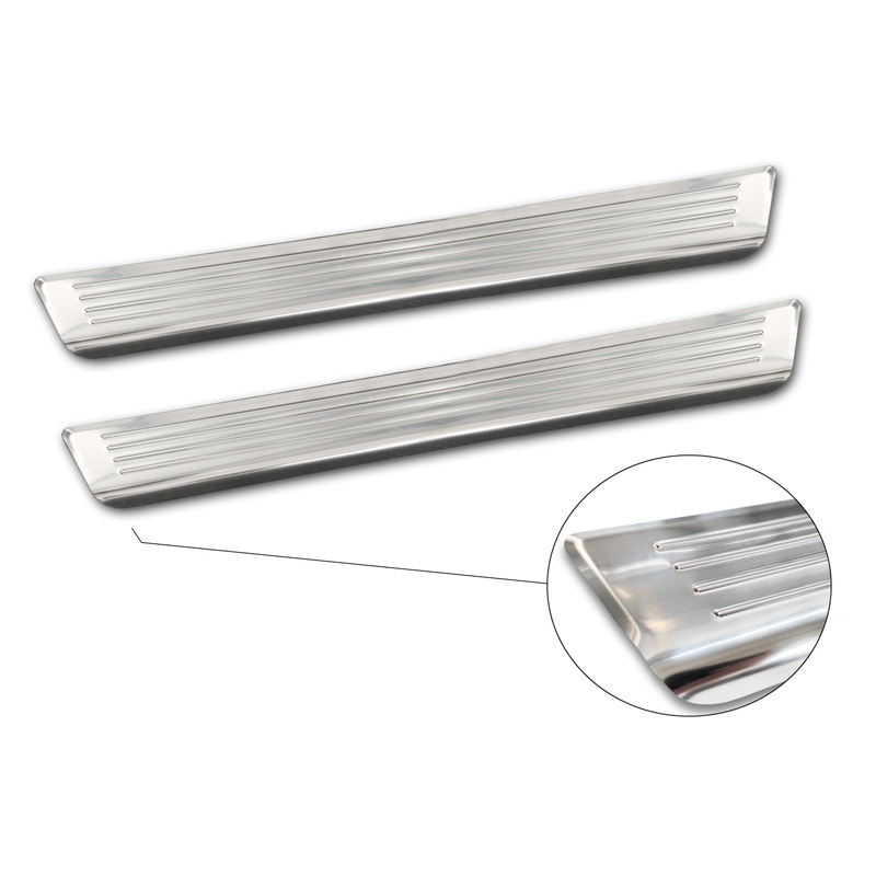 Inox door sill protectors  Volkswagen Caddy V 2020- - 'Lines' - 2-pieces