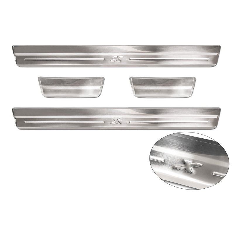 Stainless Steel Door sill protectors  Toyota Aygo X 2022- 'Lines X' - 4-pieces