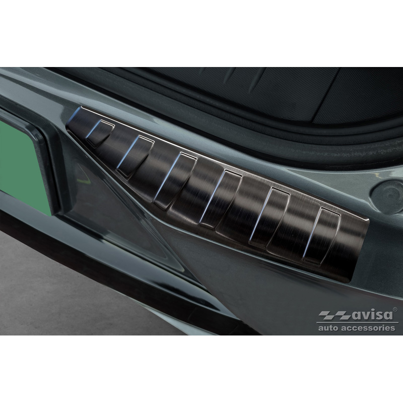 Black Stainless Steel Rear bumper protector  Ford Mustang Mach-E 2020- 'Ribs' (2-Pieces)