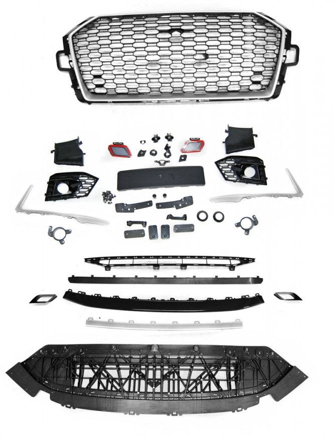 Voorbumper passend voor Audi A4 B9 2015-2019 RS4 Look Zilver
