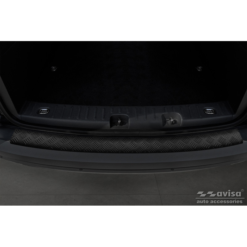 Matt Black Aluminum Rear bumper protector  Volkswagen Caddy 2004-2015 & FL 2015- 'Riffled Plate'
