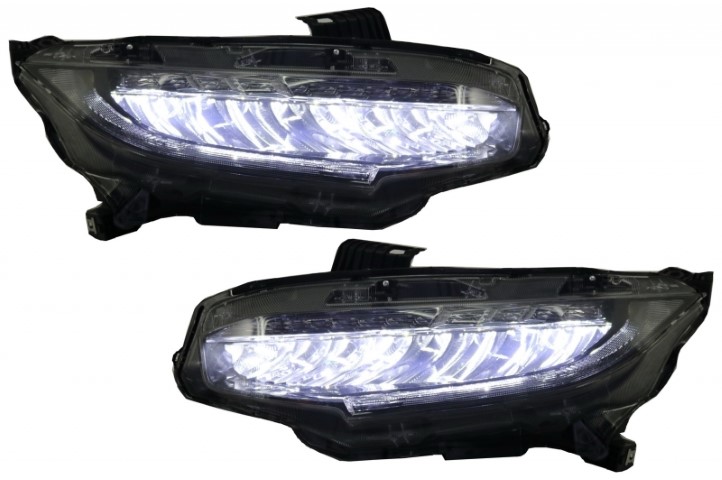 Headlights Honda Civic Mk10 (FC/FK) (2016-Up) Sedan & Hatchback Full LED Dynamic black
