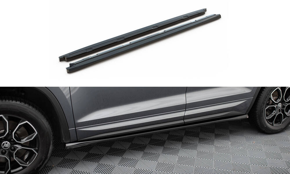 Zijskirts passend voor Skoda Kodiaq Mk1 Facelift Sportline Maxton Design glans zwart