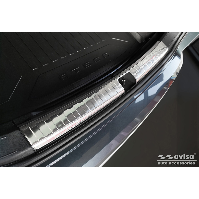 Stainless Steel Inner Rear bumper protector  Seat Ateca 2016-2020 & FL 2020- incl. Cupra Ateca 2018- 'Ribs'
