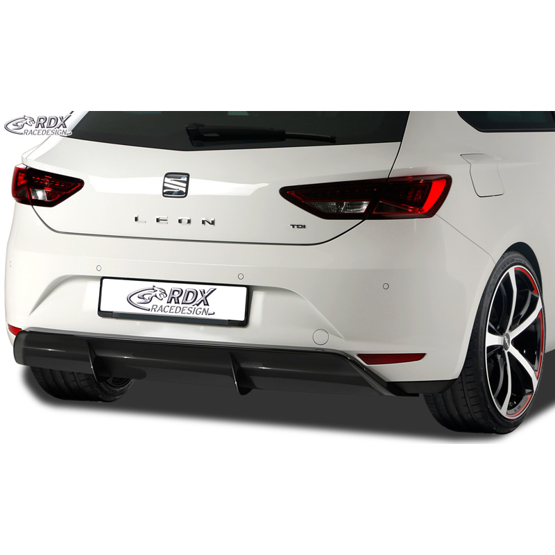Rear bumper skirt 'Diffuser'  Seat Leon 5F SC/5-doors 2013-2017 excl. ST/FR/Cupra (ABS glossy black)