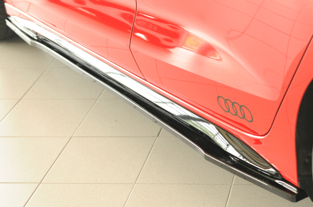 Zijskirts Diffuser passend voor Audi S3 / A3 S-Line 8Y glanzend zwart