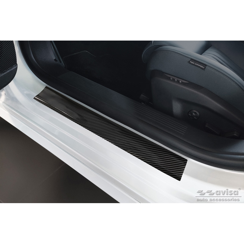 Universal door sill protector set - black carbon foil - 2-pieces - 50 x 7 cm