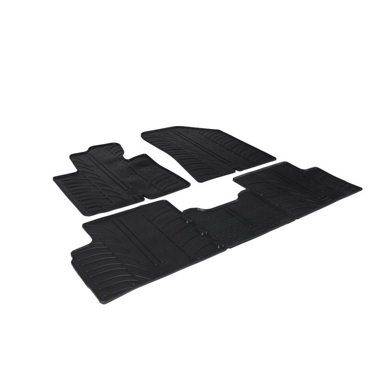 Rubber car mats set  Kia Carens 2013- (T profile 4-pieces + mounting clips)