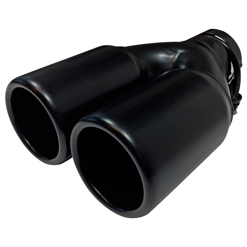 Exhaust finisher Steel/Black - 2x round 76mm - length 220mm - 45-60mm connection