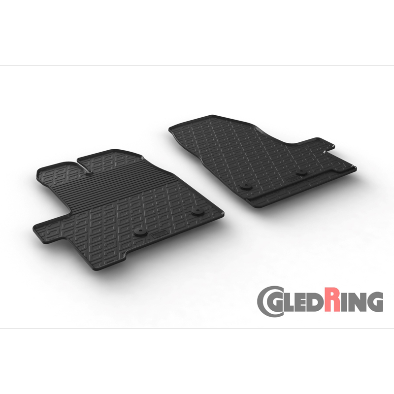 Rubber car mats set  Ford Transit mod.custom Furgon/Combi 2012-2017 (G profile 2-pieces + Mounting clips)