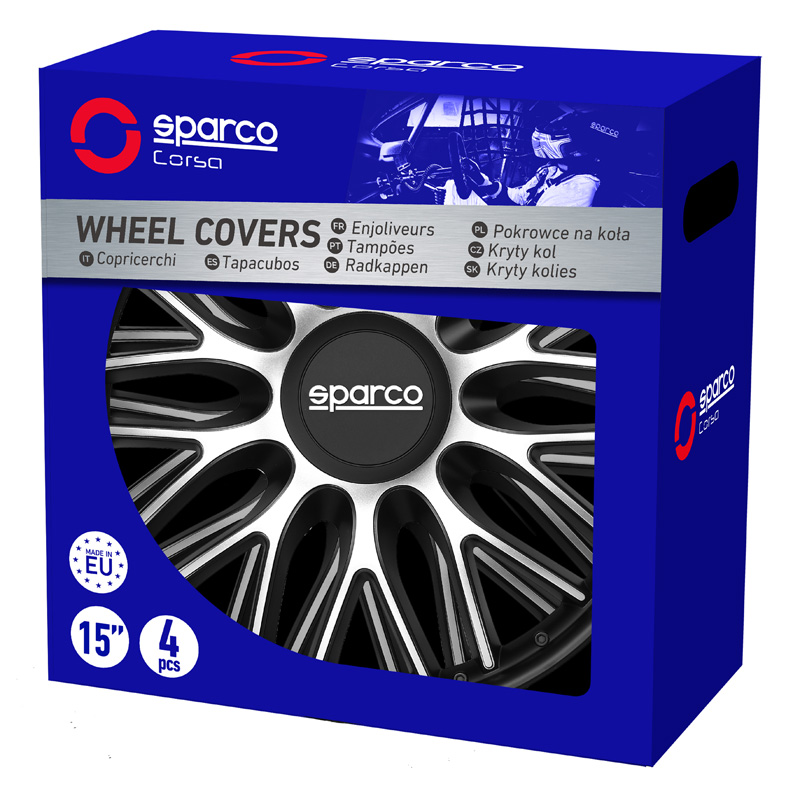Sparco Wheel Covers Roma - 16-inch - Silver/Black - Set of 4 pieces