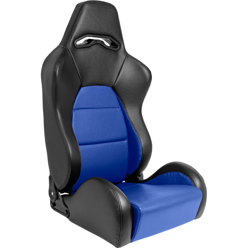 Sport seat 'Eco' - Black/Blue Synthetic leather - Left-side reclinable back-rest - incl. slides