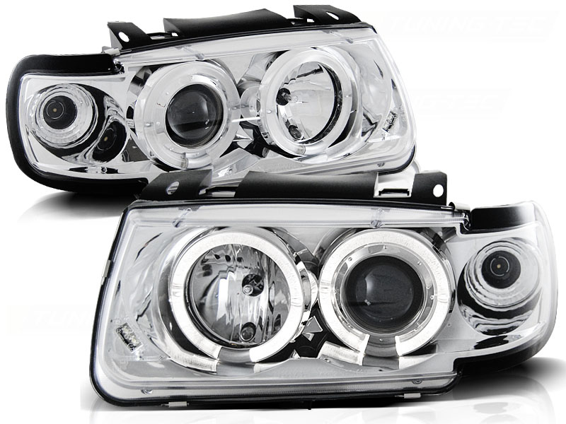 Headlights VW Polo 6N Angel Eyes Chrome