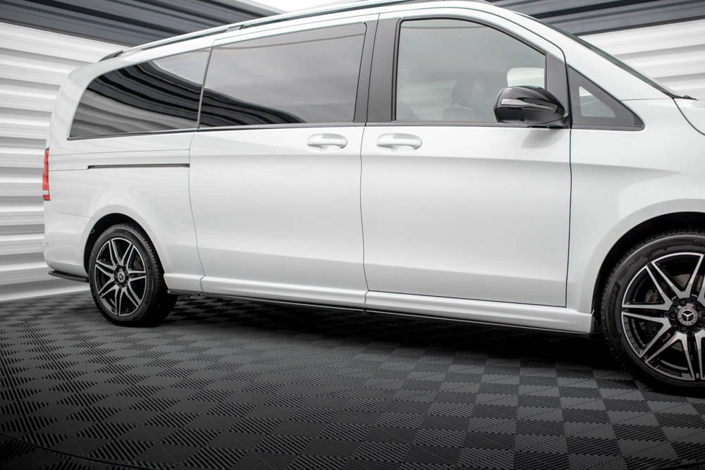 Zijskirts passend voor Mercedes-Benz V-Class Extra Long AMG-Line W447 Facelift 2019 - Maxton Glans Zwart
