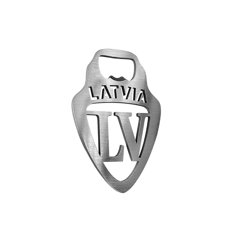 Stainless steel bottle opener - 'Latvia' (silver)