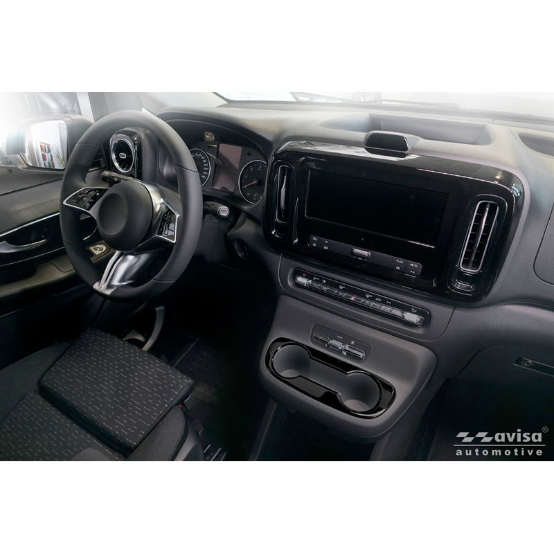 Avisa Stainless Steel cup holder trim cover  Mercedes Vito Tourer W447 Facelift 2024- - Black