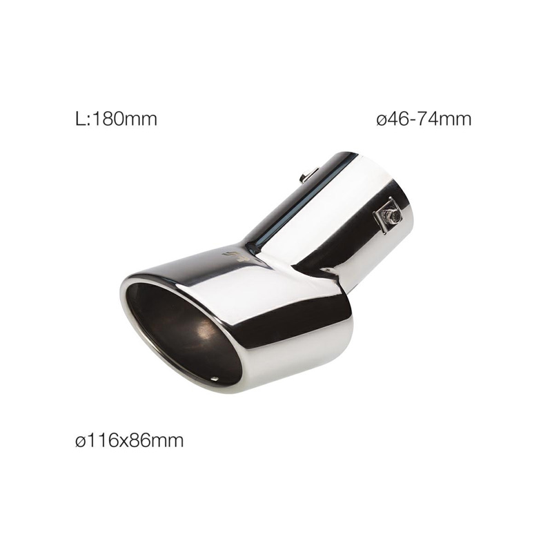 Simoni Racing Exhaust Tip Oval Inox - 116x86xL180mm - Installation 46->74mm