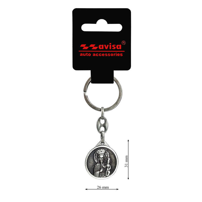 Stainless steel key chain - 'St.Christopher' & 'Madonna of Czestochowa' (silver)