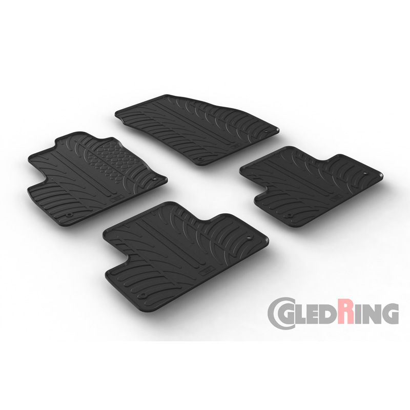 Rubber car mats set  Range Rover Evoque 2011-2019 (T profile 4-pieces + mounting clips)