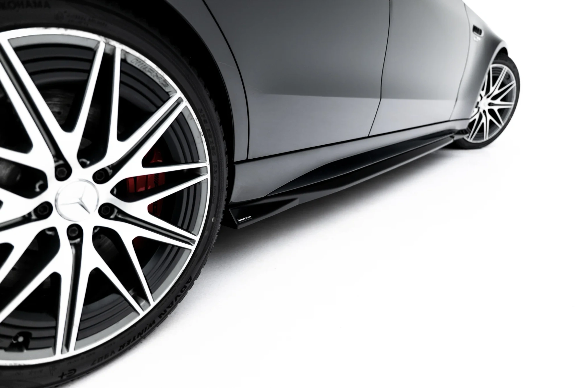 Zijskirts passend voor Mercedes C63 AMG W205 S205 Maxton Glans Zwart