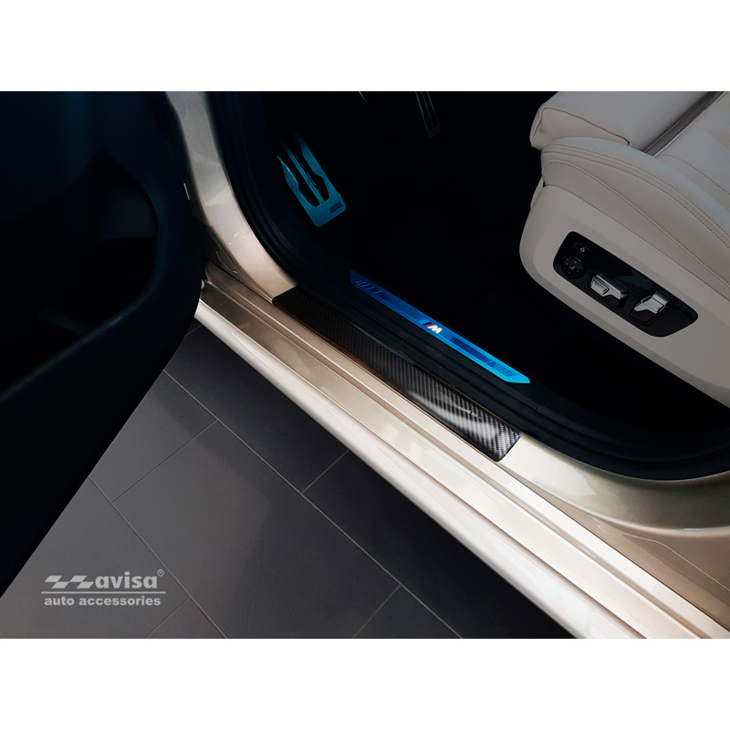3D Black Carbon Door sill protectors  BMW X5 IV G05 M-Package 2018- 2-pieces